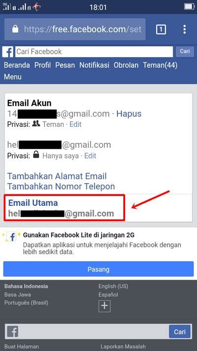 Cara Mengganti Email Facebook Dengan Mudah Pc Hp