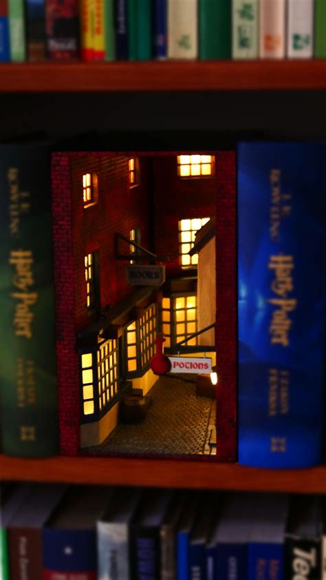 Book Nook Book Shelf Insert Magical Alley Bookend Etsy Book Nooks