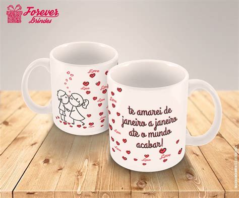 Caneca De Porcelana Casamento Corações FOREVER BRINDES