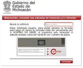 Tenencia en Michoacán Consulta y Pago de Adeudo Vehicular