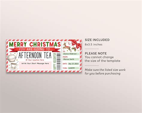 Afternoon Tea Gift Voucher Ticket Editable Template, English Afternoon ...