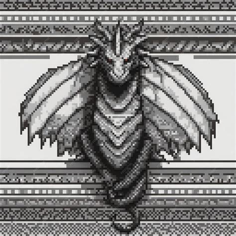 stunning black  white pixel art dragon wall art perfect   room