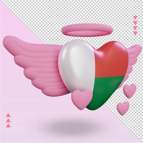 3d san valentín amor bandera de madagascar renderizado vista izquierda