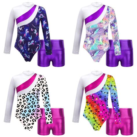 Gymnastics Leotards for Girls Stylish Dancewear with Matching Shorts Set | Wish