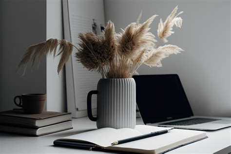 aesthetic minimal office workspace interior design illustration