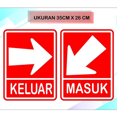 Jual Sticker Keluar Masuk Sign Signage Petunjuk Tanda Bisa Custom