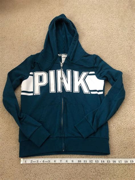 Victorias Secret Pink Hoodie Size Small Blue Color Full Zip Up Logo