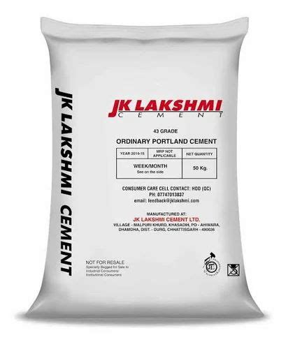 JK Lakshmi Non Trade OPC 43 Cement MOQ 1000 Bag At Rs 340 Bag OPC