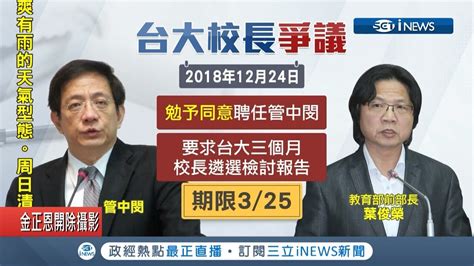 師生交鋒 台大校長管中閔首次針對遴選爭議提出回應 我無從隱瞞│記者許信欽 林育鋒│【台灣要聞。先知道】20190323│三立inews Youtube