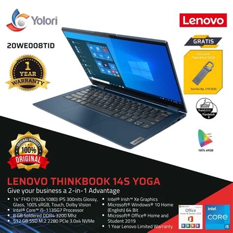 Lenovo ThinkBook 14s Yoga ITL I5 1135G7 8GB 512GB Intel Iris Xe Windows