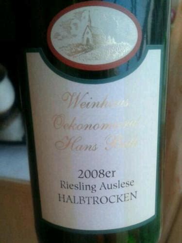 Hans Beth Riesling Auslese Halbtrocken Vivino Australia