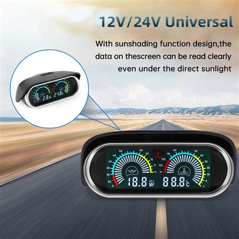 2 In 1 LCD Car Digital Gauge For 12 24v Voltage Vehicles Oil Pressure