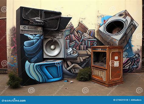 Urban Graffiti Art Installation, with Various Pieces and Styles on ...