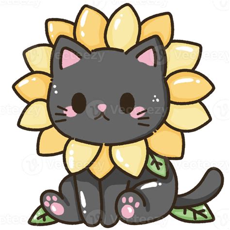 Hand drawn doodle illustration kawaii cute black cat named Luna kitten ...