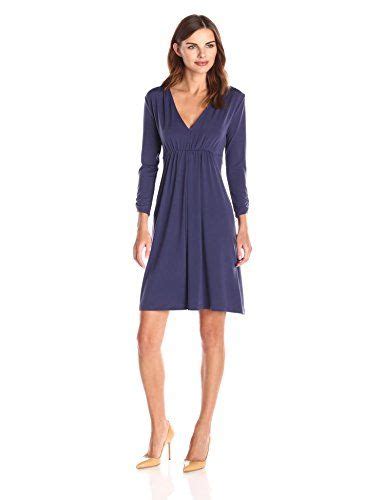 Lark Ro Women S Sleeve V Neck Shift Dress Navy X Large Lark