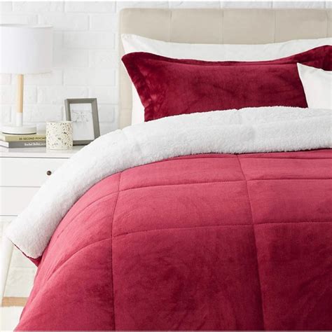 Amazonbasics Bedding Ultrasoft Micromink Sherpa Comforter Bed Set