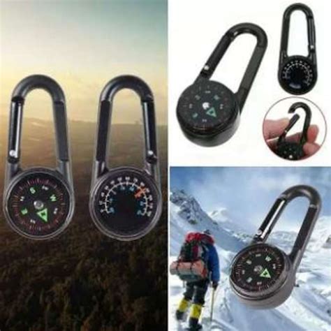 Promo Gantungan Kunci Karabiner Compass Thermometer Diskon Di