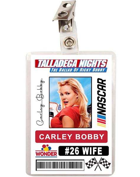 Talladega Nights Carley Bobby Nascar Driver ID Badge Cosplay - Etsy