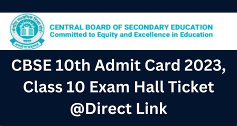 CBSE 10th Admit Card 2023, Class 10 Exam Hall Ticket Direct Link at ...