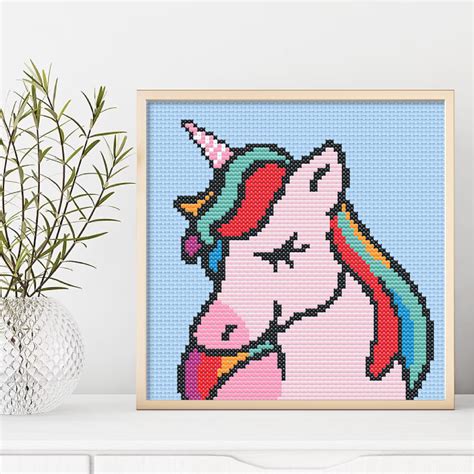 Rainbow unicorn cross stitch pattern, modern rainbow unicorn - Inspire ...