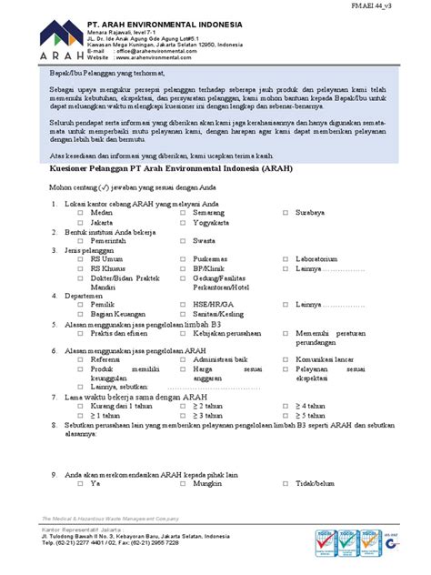 Formulir Survey Kepuasan Pelanggan Pdf