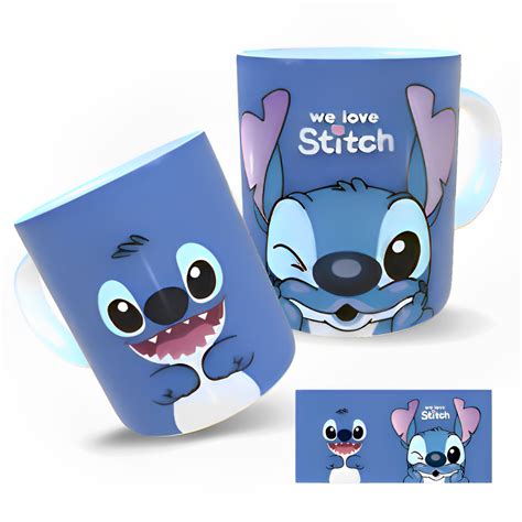Canecas Personalizadas Stitch - Kit 3 Canecas Personalizadas do Stitch Azul Feliz | Shopee Brasil