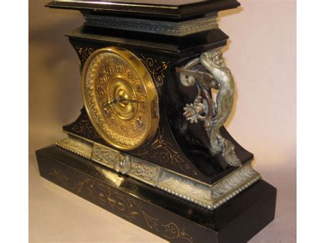 Ansonia Black Slate Figural Mantel Clock