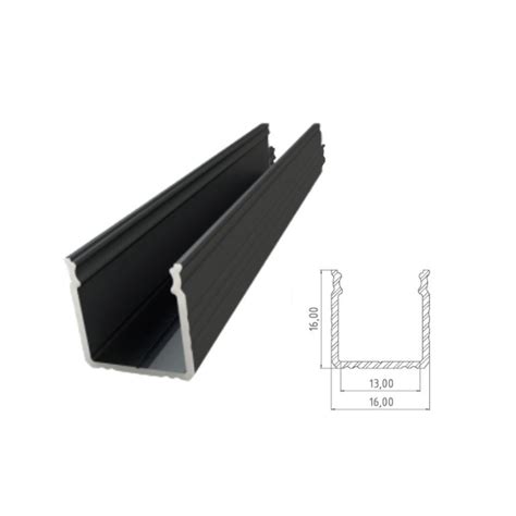 Perfil Aluminio Canal Negro Tipo U Mm M Difusor Power Light