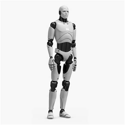 Pose de robô masculino humanóide de ficção científica em pé Modelo 3D