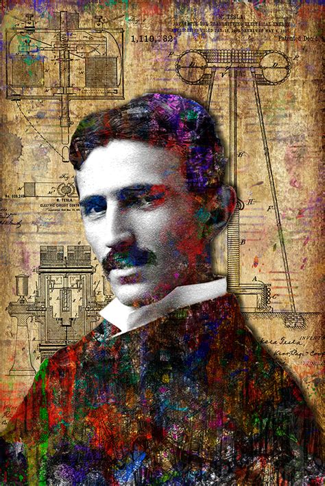 Nikola Tesla Poster, Nikola Tesla Portrait Gift, Nikola Tesla Colorful ...