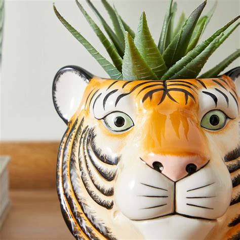 Ceramic Tiger Head Plant Pot Etsy