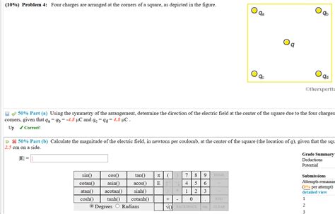 Solved 10 Problem 4 Four Charges Are Arranged At The