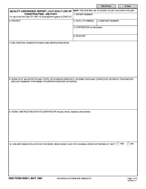 Fillable Online Publications Usace Army Quality Assurance Report Qar