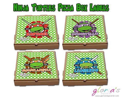 Pz004 Teenage Mutant Ninja Turtles Pizza Box Labels Ninja Turtle