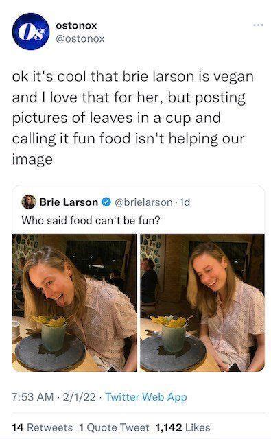 Brie Larsons Quirky Who Said Food Cant Be Fun Tweet Is Getting