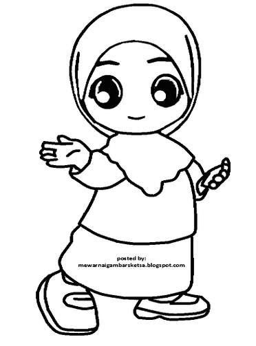 Detail Gambar Kartun Anak Muslim Hitam Putih Koleksi Nomer 1