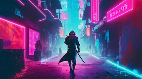 Online crop | HD wallpaper: AI art, cyberpunk, city, illustration, neon ...