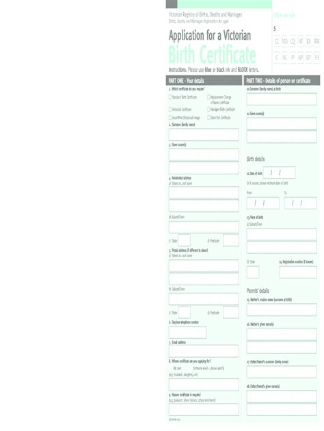 Birth Certificate Application Form Vic Fill Out And Sign Printable E01