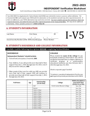 Fillable Online INDEPENDENT Verification Worksheet Fax Email Print