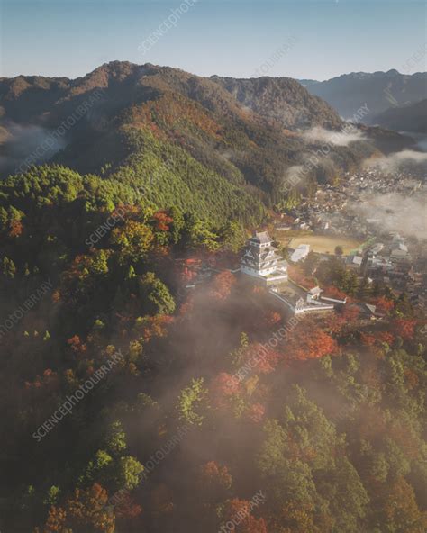 Aerial View Of Gujo Hachiman Castle Gifu Japan Stock Image F