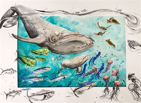 Deep Sea Rendezvous | Marine art, 8th grade art, High school art projects