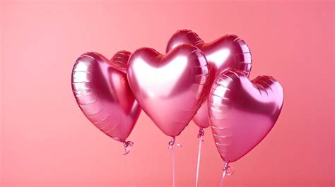 Premium AI Image | Pink heartshaped helium balloons on pastel pink ...