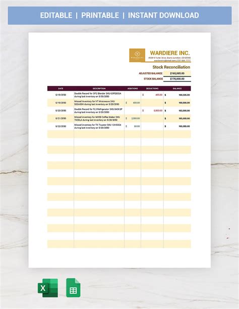 Supplier Reconciliation Template - Google Sheets, Excel | Template.net