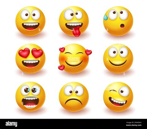 Emoticon Smiley Set Yellow Face Emotions Fotos Und Bildmaterial In