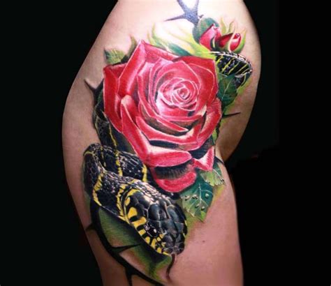 Top 55 Snake With Rose Tattoo In Cdgdbentre