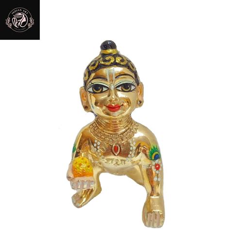 Ladoo Gopal Idol Asthdhatu Solid Brass With Heavy Decorated By Hand