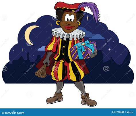 Zwarte Piet Holding A Present Vector Illustration | CartoonDealer.com ...