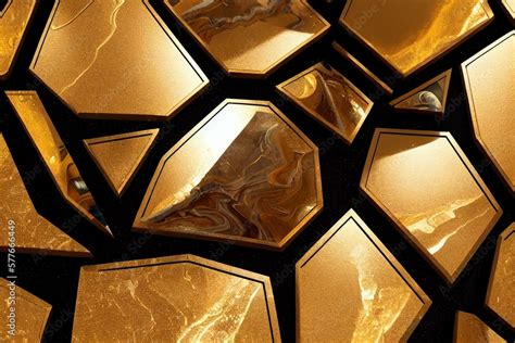 Ilustrace 3d Wallpaper For Wall Frames Golden And Black Liquid Marble