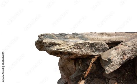 Cliff Stone Located Part Of The Mountain Rock Isolated On White