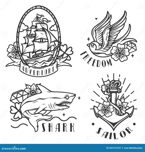 Nautical Vintage Emblems Stock Vector Illustration Of Anchor 201673101